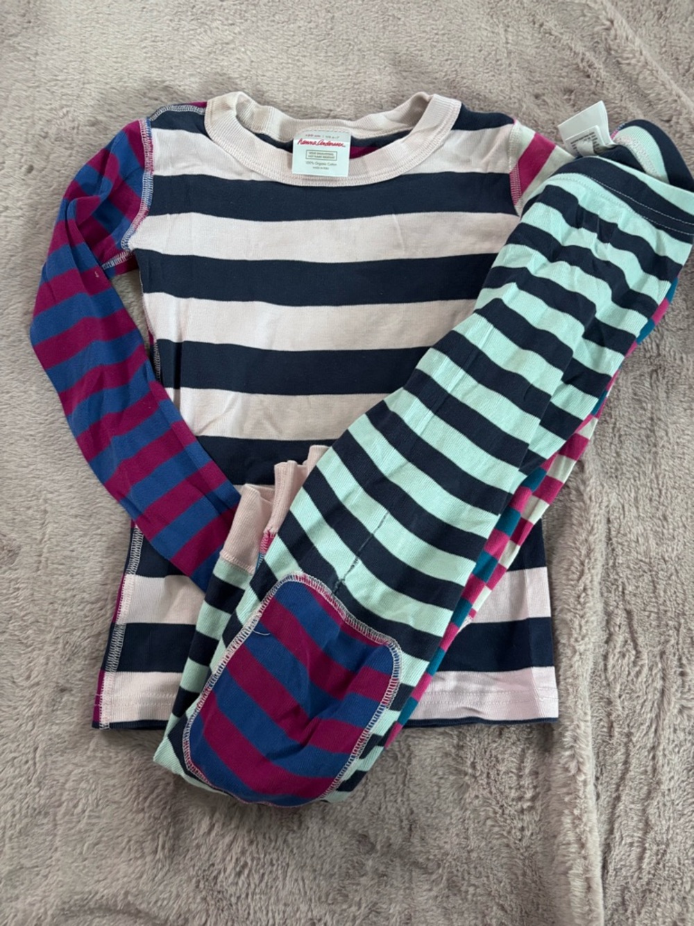 Hanna Andersson Navy & Cream Striped Long Sleeve Top